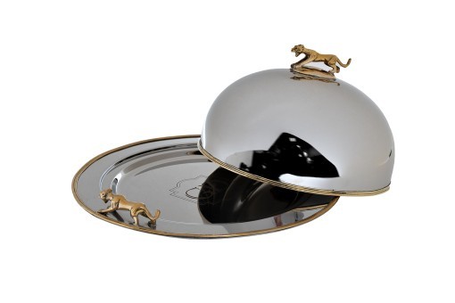 Блюдо с крышкой "Леопард" цвет хром d32*17см (TT-00011199)