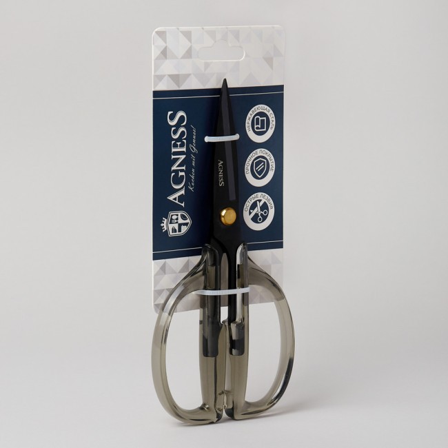 Кухонные ножницы цвет графит, гальванопокрытие, 19,5см Agness (671-028) Кухонные ножницы цвет графит, гальванопокрытие, 19,5см Agness (671-028)