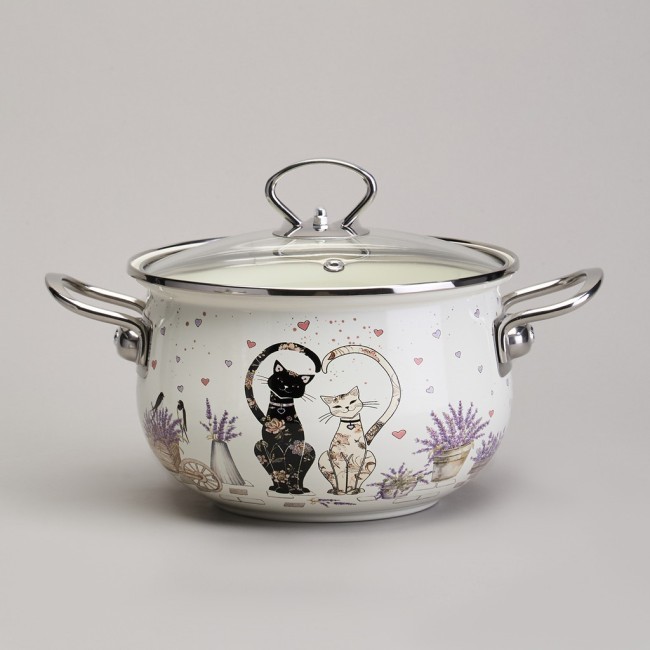 Набор кастрюль эмалированный, серия "lavender cats 6пр. 2,0/2,8/3,8л диа.18/20/22см Agness (943-107) Набор кастрюль эмалированный, серия "lavender cats 6пр. 2,0/2,8/3,8л диа.18/20/22см Agness (943-107)