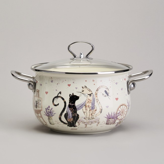 Набор кастрюль эмалированный, серия "lavender cats 6пр. 2,0/2,8/3,8л диа.18/20/22см Agness (943-107) Набор кастрюль эмалированный, серия "lavender cats 6пр. 2,0/2,8/3,8л диа.18/20/22см Agness (943-107)