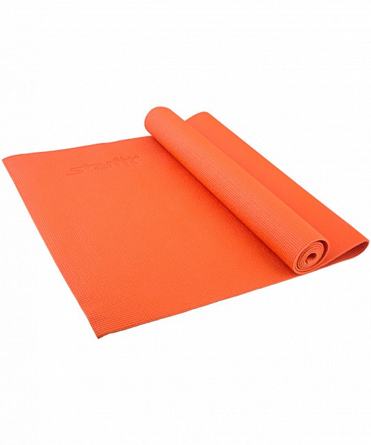 Коврик для йоги FM-101, PVC, 173x61x0,4 см, оранжевый (129876)
