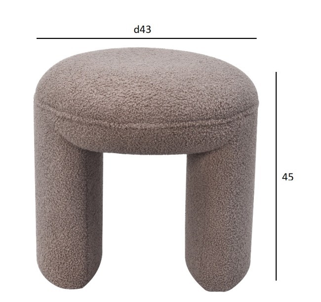 Пуф TEDDY серый d43*45см (TT-00011988)