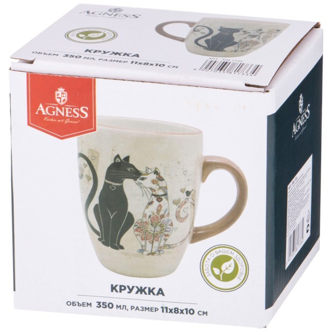 Кружка agness "парижские коты" 11,5*8*10 см 300 мл Agness (358-1733)