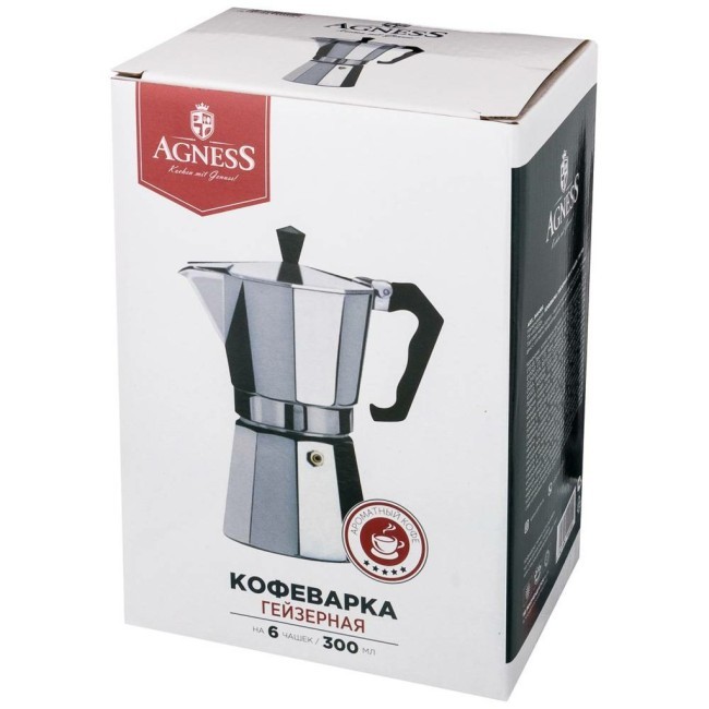 Кофеварка гейзерная "монблан", 300 мл на 6 чашек Agness (944-004)