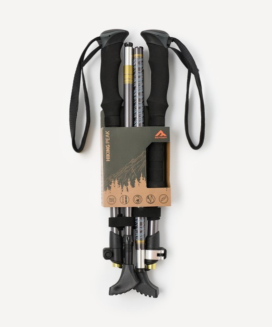 Треккинговые палки Berger Hiking Peak, 120-135 см, 4-секционные, складные, темно-серый/горчичный (2119450)