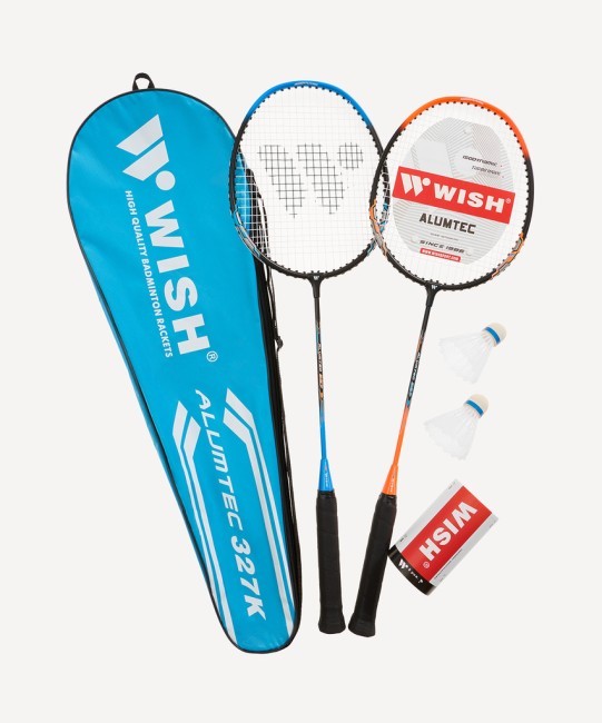 Набор для бадминтона WISH Alumtec 327, 2 ракетки, 2 волана, оранжевый/синий (1585198) Набор для бадминтона WISH Alumtec 327, 2 ракетки, 2 волана, оранжевый/синий (1585198)