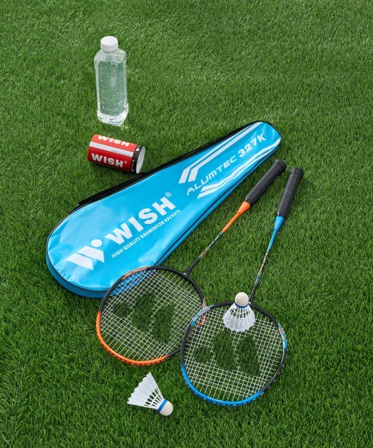 Набор для бадминтона WISH Alumtec 327, 2 ракетки, 2 волана, оранжевый/синий (1585198) Набор для бадминтона WISH Alumtec 327, 2 ракетки, 2 волана, оранжевый/синий (1585198)