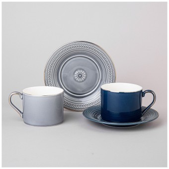 Чайный набор lefard "top style" на 2 пер. 4 пр. 250 мл серый, синий Lefard (42-544)