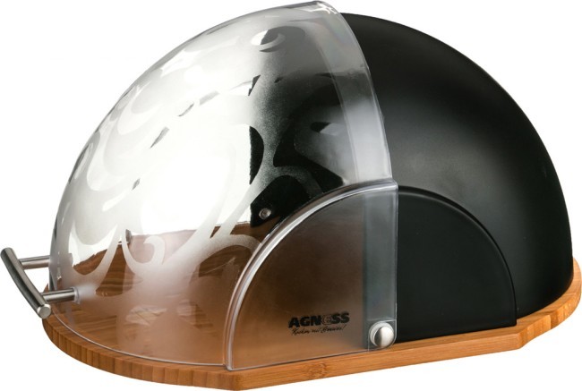 Хлебница agness "midnight" деревянная с комбинированной крышкой 36*26*20 см Agness (938-011)