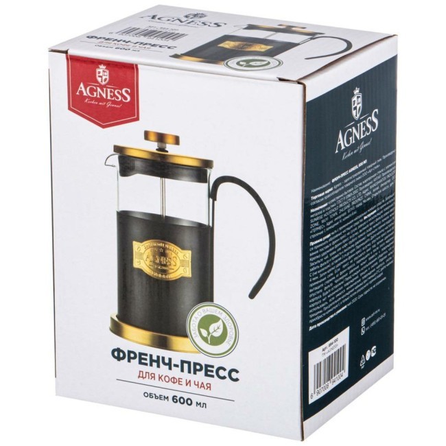 Френч-пресс agness "черное золото" 600 мл Agness (894-100)