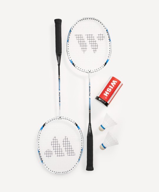 Набор для бадминтона WISH Steeltec 9, 2 ракетки, 2 волана, белый/синий (1585199)