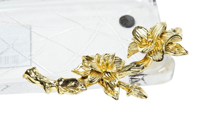 Поднос стеклянный с золотым цветком  35*14*5см (TT-00010201)
