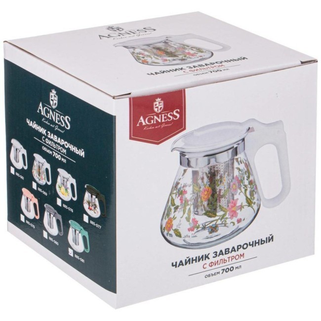 Заварочный чайник agness  с фильтром 700 мл. Agness (885-079)