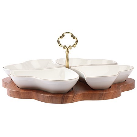 Менажница на подставке 4 блюда 5пр керамика LR (90029-135) Менажница на подставке 4 блюда 5пр керамика LR (90029-135)