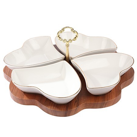 Менажница на подставке 4 блюда 5пр керамика LR (90029-135) Менажница на подставке 4 блюда 5пр керамика LR (90029-135)