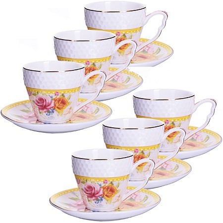 Кофейный сервиз"Розы"12пр,90мл,костяной фарфор LR(х16) " (25787)