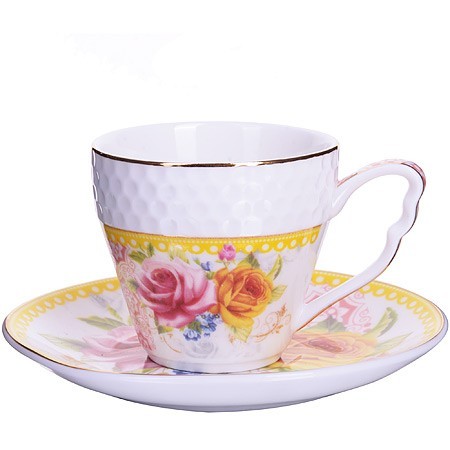 Кофейный сервиз"Розы"12пр,90мл,костяной фарфор LR(х16) " (25787)
