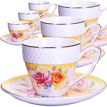 Кофейный сервиз"Розы"12пр,90мл,костяной фарфор LR(х16) " (25787)