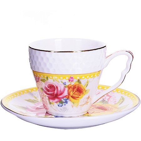 Кофейный сервиз"Розы"12пр,90мл,костяной фарфор LR(х16) " (25787)