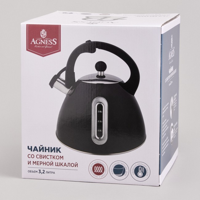 Чайник со свистком и мерной шкалой, 3,2л Agness (940-021) Чайник со свистком и мерной шкалой, 3,2л Agness (940-021)
