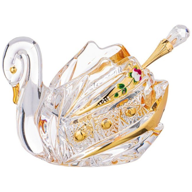 Икорница "лебедь lefard gold glass" 11*7 см. высота=8,5 см. с ложкой Lefard (195-123) Икорница "лебедь lefard gold glass" 11*7 см. высота=8,5 см. с ложкой Lefard (195-123)