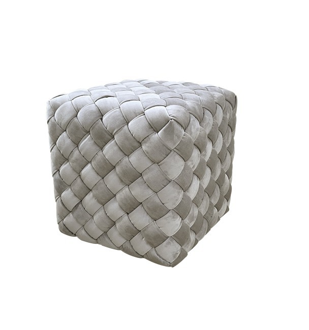 Пуф плетеный велюр серо-бежевый 40*40*40см (TT-00008840) Пуф плетеный велюр серо-бежевый 40*40*40см (TT-00008840)