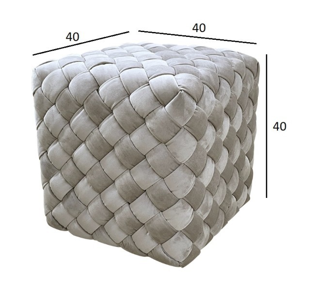 Пуф плетеный велюр серо-бежевый 40*40*40см (TT-00008840) Пуф плетеный велюр серо-бежевый 40*40*40см (TT-00008840)