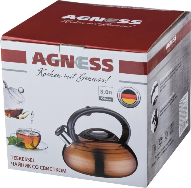 Чайник agness со свистком 3 л нжс Agness (907-080) Чайник agness со свистком 3 л нжс Agness (907-080)