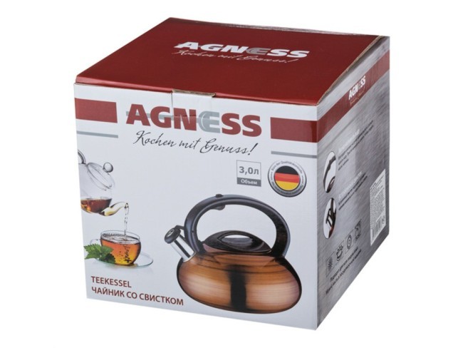 Чайник agness со свистком 3 л нжс Agness (907-080) Чайник agness со свистком 3 л нжс Agness (907-080)