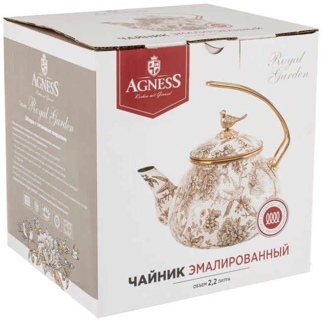 Чайник эмалированный agness, серия royal garden 2,2л подходит для индукцион.плит Agness (950-078) Чайник эмалированный agness, серия royal garden 2,2л подходит для индукцион.плит Agness (950-078)