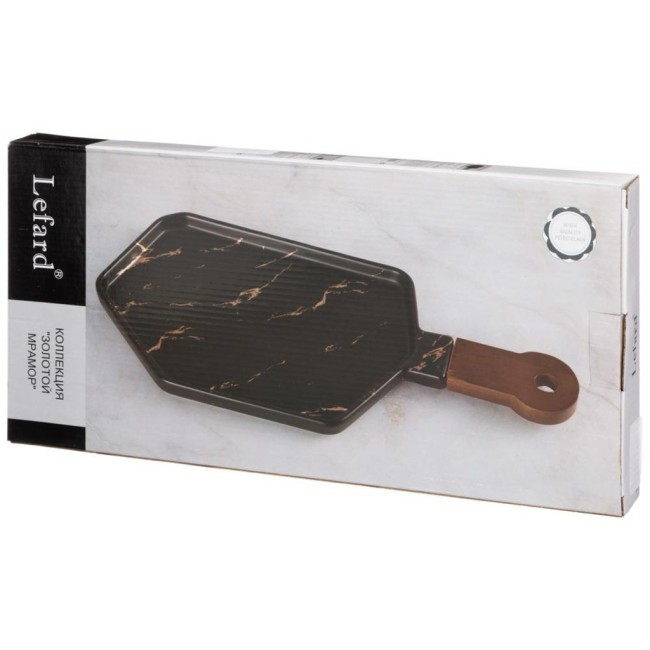 Менажница с деревянной ручкой коллекция "золотой мрамор" цвет:black  40*19 см Lefard (412-201)