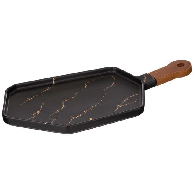 Менажница с деревянной ручкой коллекция "золотой мрамор" цвет:black  40*19 см Lefard (412-201)