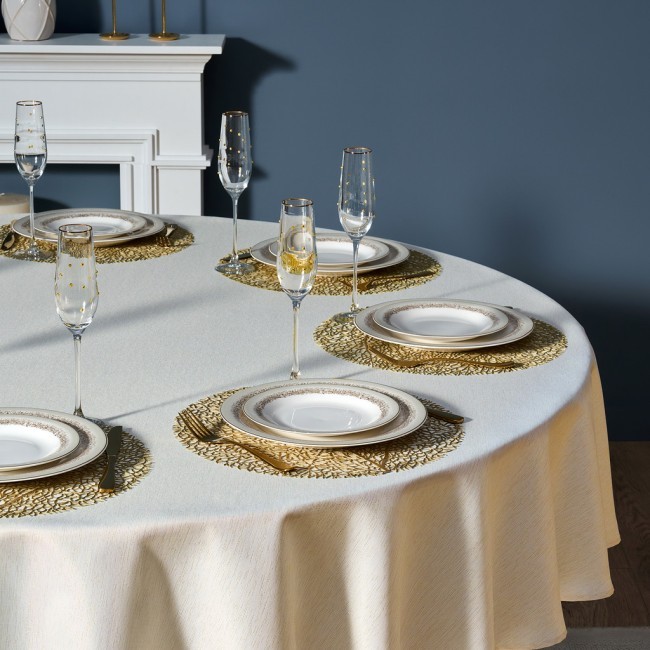 Скатерть  d220 cm круглая, "феерия. золото", цвет: бежевый,  полиэстер 100% Lefard (986-003-26)