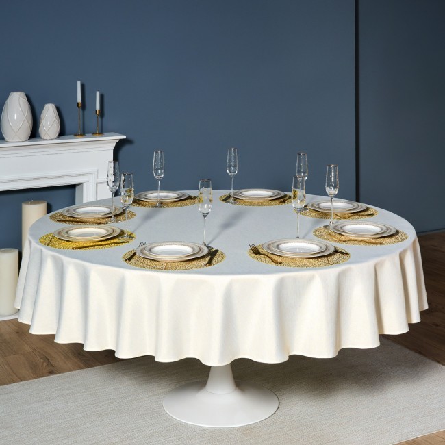 Скатерть  d220 cm круглая, "феерия. золото", цвет: бежевый,  полиэстер 100% Lefard (986-003-26)