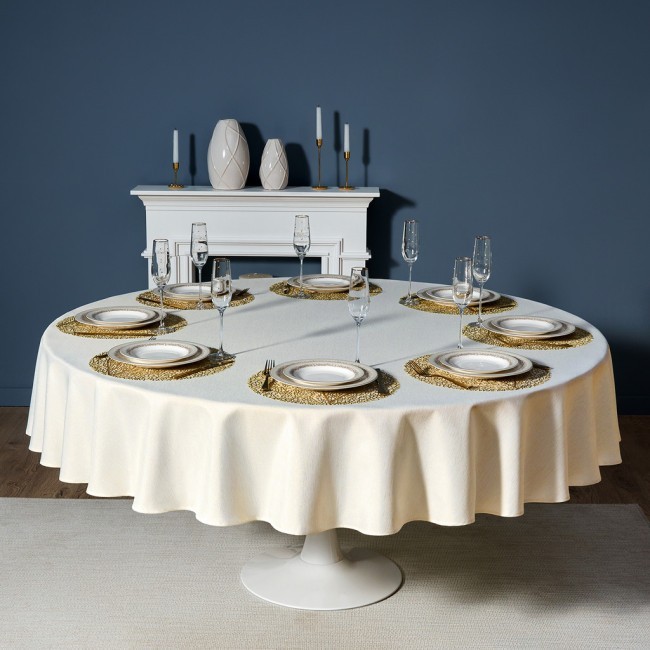 Скатерть  d220 cm круглая, "феерия. золото", цвет: бежевый,  полиэстер 100% Lefard (986-003-26)