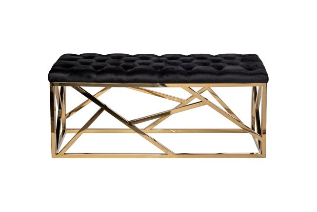Банкетка велюр черный/золото 110*42*46см (TT-00007813)