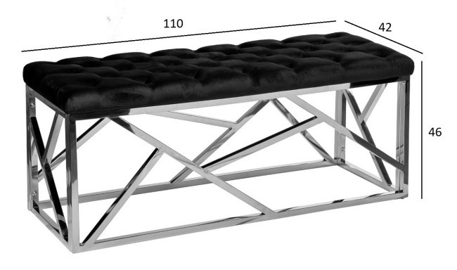 Банкетка велюр черный/золото 110*42*46см (TT-00007813)