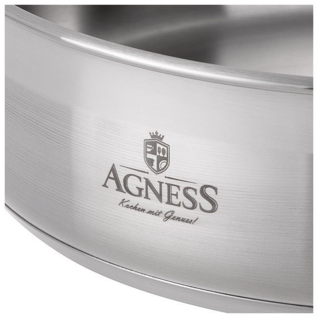 Сковорода agness professional 22х6 см, 2,1 л высококачественная нерж сталь 18/10 индукционное дно Agness (914-317)
