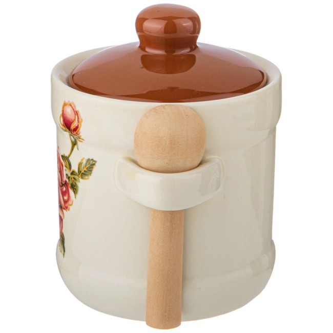 Емкость для сыпучих продуктов с ложкой "корейская роза" 13*11*12 см / 300 мл Agness (358-877)