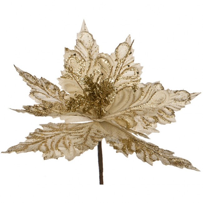 Цветок искусственный "пуансетия" диаметр=27 см. на клипсе. цвет: золото без упаковки Lefard (241-1708)
