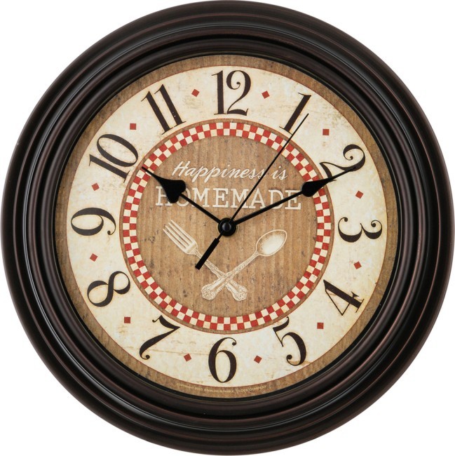 Часы настенные кварцевые "chef kitchen" цвет:венге 30*30*5 см.диаметр циферблата=22 см.(кор=6шт.) Lefard (220-203)