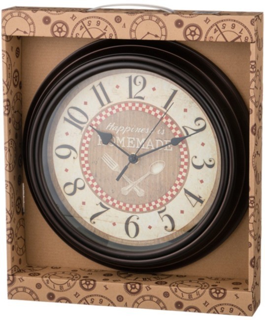 Часы настенные кварцевые "chef kitchen" цвет:венге 30*30*5 см.диаметр циферблата=22 см.(кор=6шт.) Lefard (220-203)