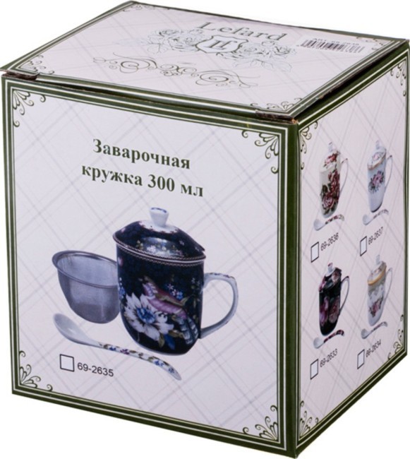 Заварочная кружка 300 мл. с ситом и ложкой Lefard (69-2637) Заварочная кружка 300 мл. с ситом и ложкой Lefard (69-2637)