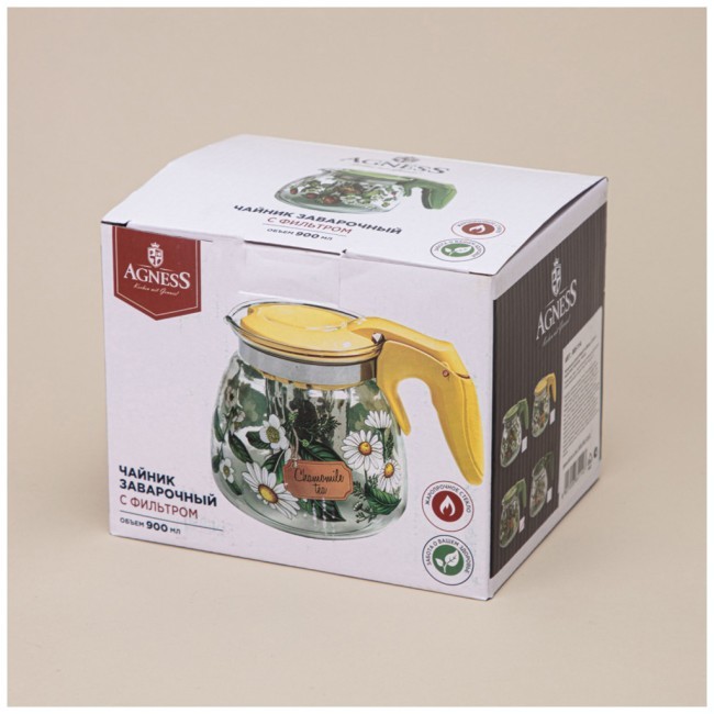 Заварочный чайник agness с фильтром "фрукты"  900 мл. Agness (885-114)