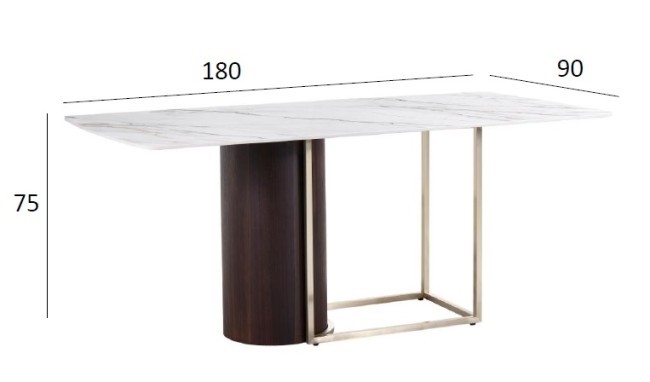 Стол обеденный иск.камень белый 180*90*75см (TT-00012253)