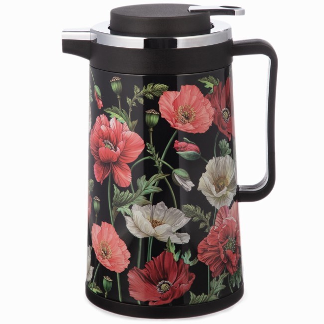 Термос со стеклянной колбой, 950 мл, крышка с клапаном, серия "маки" Agness (734-205)