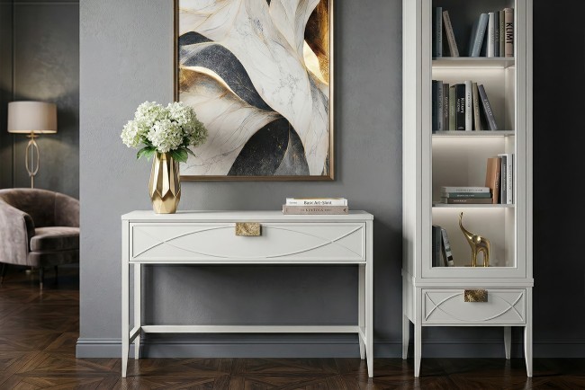 Консоль бежевая 1 ящик 100*80*40см (TT-00015927)