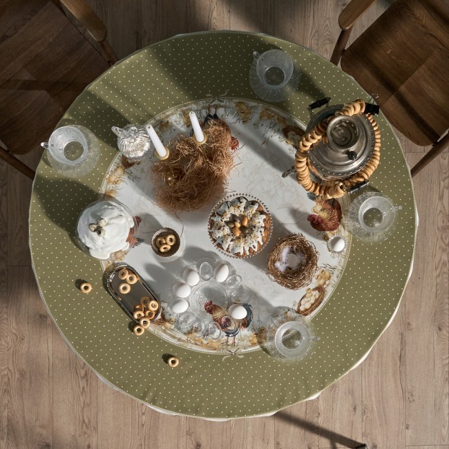 Скатерть круглая "золотая курочка" 185см, 100% хлопок, твил с пропиткой Lefard (850-767-28)