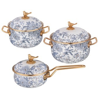 Набор посуды lefard серия royal garden 6пр: кастрюли 2,1л+2,8л (16+18см) и ковш 0,9л (14 см) Lefard (950-781)