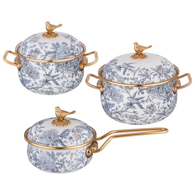 Набор посуды lefard серия royal garden 6пр: кастрюли 2,1л+2,8л (16+18см) и ковш 0,9л (14 см) Lefard (950-781)